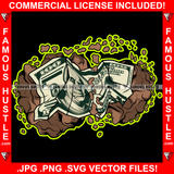 Dirty Money Cash $100 Bill Cash Muddy Hip Hop Rap Rapper Plug Trap Street Hood Ghetto Swag Thug Hustler Hustling Famous Hustle Baller Trapper Art Graphic Design Logo T-Shirt Print Printing JPG PNG SVG Vector Cut File