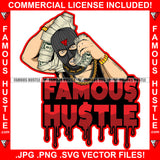Famous Hustle Dripping Gangster White Man Ski Mask Gold Jewelry Necklace Face Mask Huge Money Stacks Both Hands Hip Hop Rap Hood Ghetto Swag Thug Hustler Hustling Quote Art Graphic Design Logo T-Shirt Print Printing JPG PNG SVG Vector Cut File
