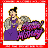 Gettin' Money Sexy Plus Size Female Lady Gold Jewelry Mean Face Cash Money Bundles High Heels Hip Hop Rap Rapper Street Hood Ghetto Swag Thug Hustler Hustling Famous Hustle Quote Art Graphic Design Logo T-Shirt Print Printing JPG PNG SVG Vector Cut File