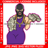 Cash Rules Dripping Sexy Plus Size Female Lady Ski Mask Gold Jewelry Mean Face Money Bundles High Heels Hip Hop Rap Street Hood Ghetto Swag Thug Hustling Famous Hustle Art Graphic Design Logo T-Shirt Print Printing JPG PNG SVG Vector Cut File