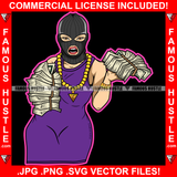 Cash Rules Dripping Sexy Plus Size Female Lady Ski Mask Gold Jewelry Mean Face Money Bundles High Heels Hip Hop Rap Street Hood Ghetto Swag Thug Hustling Famous Hustle Art Graphic Design Logo T-Shirt Print Printing JPG PNG SVG Vector Cut File