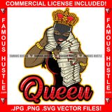 Queen Sexy Gangster Black Lady Female Crown Ski Mask Cap Cash Money Stacks Gold Jewelry Hip Hop Rap Rapper Plug Trap Street Hood Ghetto Swag Thug Baller Trapper Quote Art Graphic Design Logo T-Shirt Print Printing JPG PNG SVG Vector Cut File