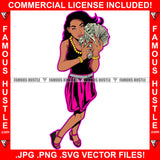 Make Money Dripping Sexy Gangster Lady Female Cash Money Gold Jewelry Hip Hop Rap Rapper Plug Trap Street Hood Ghetto Swag Thug Hustler Hustling Famous Hustle Baller Trapper Art Graphic Design Logo T-Shirt Print Printing JPG PNG SVG Vector Cut File