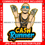 Cash Runner Gangster Bald Man Gold Glasses Jewelry Necklace Eating Money Bundles Hip Hop Rap Plug Trap Street Hood Ghetto Swag Thug Hustling Famous Hustle Baller Trapper Quote Art Graphic Design Logo T-Shirt Print Printing JPG PNG SVG Vector Cut File