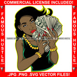 Paper Chaser Black Sexy Gangster Lady Female Cash Money Hands Gold Jewelry Red Lips Nails Hip Hop Rap Plug Trap Street Hood Ghetto Swag Thug Famous Hustle Baller Trapper Art Graphic Design Logo T-Shirt Print Printing JPG PNG SVG Vector Cut File