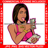 Cash Runner Sexy Gangster Woman Female Brown Lady Nails Counting Money Bundles Gold Jewelry Hip Hop Rap Trap Hood Thug Hustler Hustling Famous Hustle Baller Trapper Art Graphic Design Logo T-Shirt Print Printing JPG PNG SVG Vector Cut File