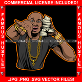Dope Gangster Black Bald Man Money Cash Stack Cell Phone Hip Hop Rap Trap Street Hood Ghetto Thug Boss Hustler Hustling Drip Dripping Famous Hustle Rich Camo Camouflage Art Graphic Design Logo T-Shirt Print Printing JPG PNG SVG Vector Cut File
