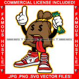 Cash Only Gangster Cash Bag Money Dollar Sign Eyes Tongue Out Sneakers Money Hip Hop Rap Trap Street Hood Ghetto Swag Thug Hustler Hustling Famous Hustle Baller Trapper Art Graphic Design Logo T-Shirt Print Printing JPG PNG SVG Vector Cut File