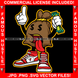 Cash Only Gangster Cash Bag Money Dollar Sign Eyes Tongue Out Sneakers Money Hip Hop Rap Trap Street Hood Ghetto Swag Thug Hustler Hustling Famous Hustle Baller Trapper Art Graphic Design Logo T-Shirt Print Printing JPG PNG SVG Vector Cut File