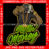 Gettin' Money Gangster Man Money Ski Mask Cash Stack Holding Cell Phone Hip Hop Rap Trap Street Hood Ghetto Thug Boss Hustler Hustling Drip Famous Hustle Rich Gang Member Quote Art Graphic Design Logo T-Shirt Print Printing JPG PNG SVG Vector Cut File