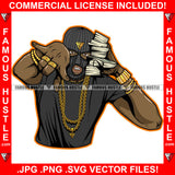 Gettin' Money Gangster Man Money Ski Mask Cash Stack Holding Cell Phone Hip Hop Rap Trap Street Hood Ghetto Thug Boss Hustler Hustling Drip Famous Hustle Rich Gang Member Art Graphic Design Logo T-Shirt Print Printing JPG PNG SVG Vector Cut File