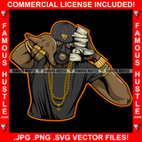 Gettin' Money Gangster Man Money Ski Mask Cash Stack Holding Cell Phone Hip Hop Rap Trap Street Hood Ghetto Thug Boss Hustler Hustling Drip Famous Hustle Rich Gang Member Art Graphic Design Logo T-Shirt Print Printing JPG PNG SVG Vector Cut File