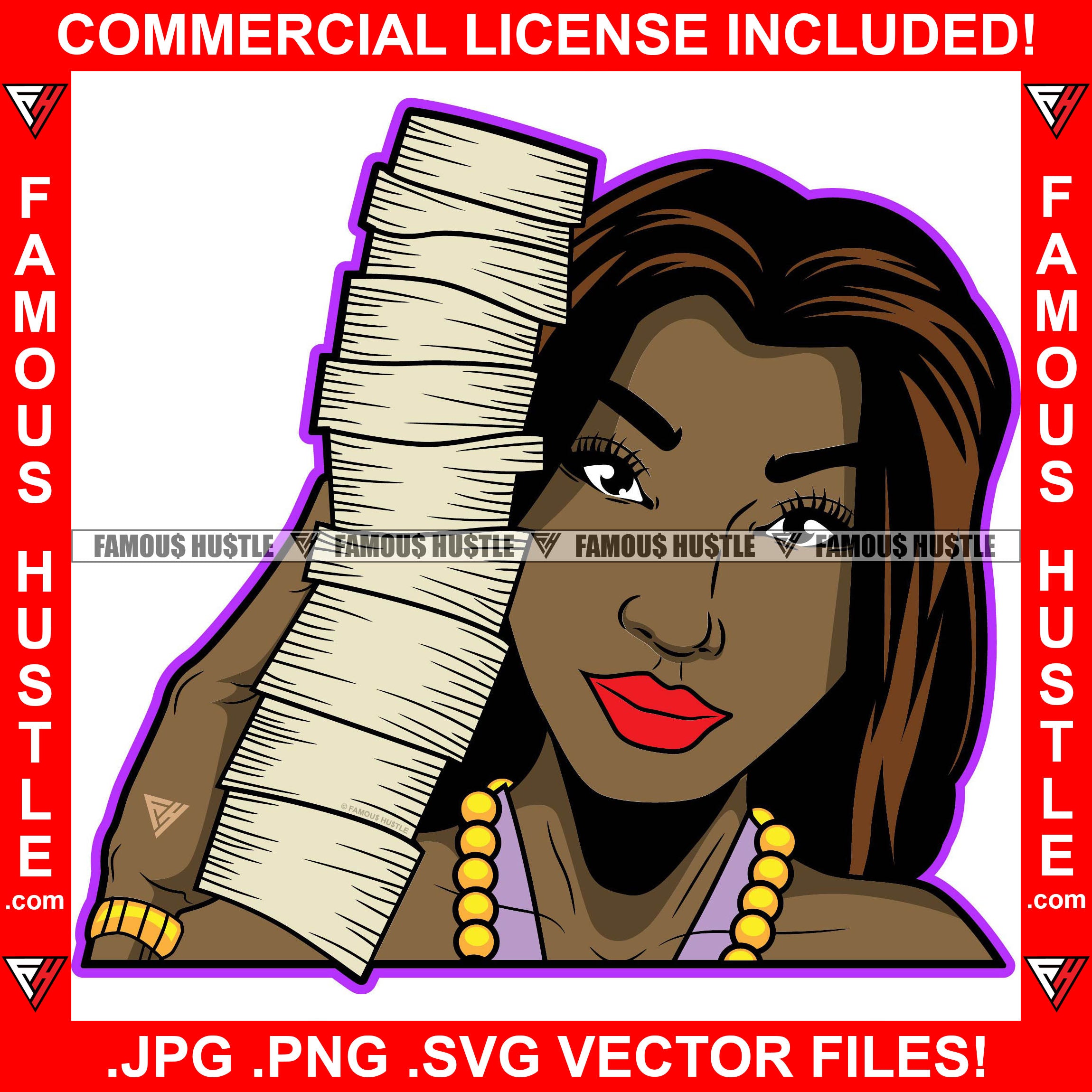 Paper Chaser Black Sexy Female Lady Holding Cell Phone Big Money Stack –  famoushustle