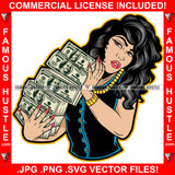 Paper Chaser Sexy Female Lady Red Nails Holding Big Cash Money Stack Gold Jewelry Chain Necklace Hip Hop Rap Plug Trap Hood Ghetto Thug Hustling Famous Hustle Art Graphic Design Logo T-Shirt Print Printing JPG PNG SVG Vector Cut File