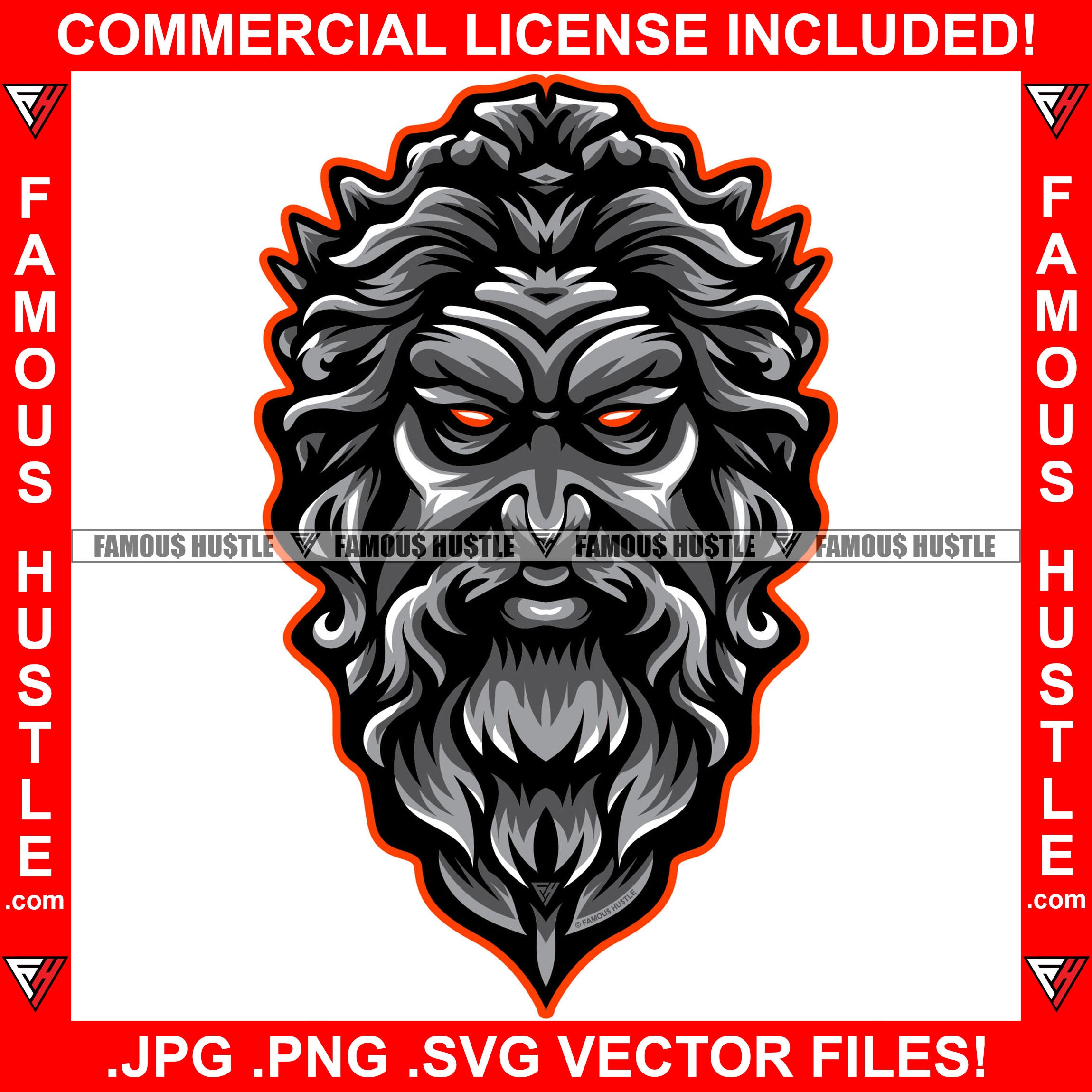 Greek Mythology Statue Zeus Head Beard Glowing Red Eyes Hip Hop Rap Rapper Plug Trap Street Hood Ghetto Swag Thug Hustler Famous Hustle Retro Vintage Art Graphic Design Logo T-Shirt Print Printing JPG PNG SVG Vector Cut File