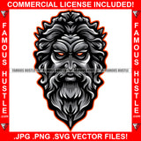 Greek Mythology Statue Zeus Head Beard Glowing Red Eyes Hip Hop Rap Rapper Plug Trap Street Hood Ghetto Swag Thug Hustler Famous Hustle Retro Vintage Art Graphic Design Logo T-Shirt Print Printing JPG PNG SVG Vector Cut File