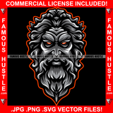 Greek Mythology Statue Zeus Head Beard Glowing Red Eyes Hip Hop Rap Rapper Plug Trap Street Hood Ghetto Swag Thug Hustler Famous Hustle Retro Vintage Art Graphic Design Logo T-Shirt Print Printing JPG PNG SVG Vector Cut File