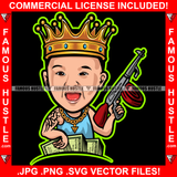 Baby Gangsta Gangster King Gold Chain Necklace Crown Machine Gun Money Stacks Hip Hop Rap Rapper Plug Trap Street Hood Ghetto Swag Thug Hustler Flex Drip Famous Hustle Art Graphic Design Logo T-Shirt Print Printing JPG PNG SVG Vector Cut File
