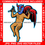 Trap Demon Gangster Statue Thug Tattoos Devil Wings Satan Horns Ski Mask Machine Guns Hip Hop Rap Rapper Plug Trap Street Hood Ghetto Swag Thug Hustling Famous Hustle Art Graphic Design Logo T-Shirt Print Printing JPG PNG SVG Vector Cut File