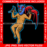 Trap Demon Gangster Statue Thug Tattoos Devil Wings Satan Horns Ski Mask Machine Guns Hip Hop Rap Rapper Plug Trap Street Hood Ghetto Swag Thug Hustling Famous Hustle Art Graphic Design Logo T-Shirt Print Printing JPG PNG SVG Vector Cut File