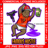 Famous Hustle Gangster Baby Passed Out Drunk Drinking Purple Drink Lean Cup Machine Gun Cash Money Stack Gold Necklace Tattoo Hip Hop Rap Hustler Drip Trap Hood Thug Street Quote Art Graphic Design Logo T-Shirt Print Printing JPG PNG SVG Vector Cut File