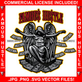 Famous Hustle  Gangster Angel Statue Wings Making It Rain Mask Big Money Raining Cash Falling Hip Hop Rap Rapper Trap Street Hood Swag Strip Club Hustler Hustling Drip Rich Quote Art Graphic Design Logo T-Shirt Print Printing JPG PNG SVG Vector Cut File