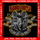 Famous Hustle  Gangster Angel Statue Wings Making It Rain Mask Big Money Raining Cash Falling Hip Hop Rap Rapper Trap Street Hood Swag Strip Club Hustler Hustling Drip Rich Quote Art Graphic Design Logo T-Shirt Print Printing JPG PNG SVG Vector Cut File