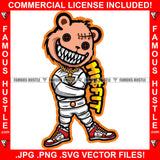 Misfit Insane Hustle Teddy Bear In Straight Jacket Gold Chain Necklace Hip Hop Rap Rapper Plug Trap Street Hood Ghetto Swag Thug Hustler Hustling Flex Drip Famous Hustle Horror Art Graphic Design Logo T-Shirt Print Printing JPG PNG SVG Vector Cut File