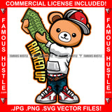 Racked Up Hustle Teddy Bear Spreading Cash Stack Money Spread Sneakers Baseball Hat Cap Hip Hop Rap Plug Trap Street Hood Ghetto Thug Hustler Hustling Drip Famous Hustle Quote Art Graphic Design Logo T-Shirt Print Printing JPG PNG SVG Vector Cut File