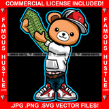 Swag Teddy Bear Spreading Cash Stack Money Spread Sneakers Baseball Hat Cap Hip Hop Rap Plug Trap Street Hood Ghetto Thug Hustler Hustling Drip Famous Hustle Art Graphic Design Logo T-Shirt Print Printing JPG PNG SVG Vector Cut File