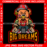 Big Dreams Crazy Gangster Teddy Bear Gold Teeth Scar Face Bandage Chain Necklace Cash Money Bags Sneakers Hip Hop Rap Rapper Plug Trap Street Hood Ghetto Swag Quote Art Graphic Design Logo T-Shirt Print Printing JPG PNG SVG Vector Cut File