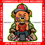 Watch My Shine Gangster Teddy Bear Scar Face Cap Cash Money Bags Sneakers Gold Teeth Necklace Hip Hop Rap Plug Trap Hood Ghetto Swag Thug Hustler Hustling Famous Hustle Art Graphic Design Logo T-Shirt Print Printing JPG PNG SVG Vector Cut File