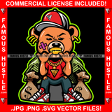 Watch My Shine Gangster Teddy Bear Scar Face Cap Cash Money Bags Sneakers Gold Teeth Necklace Hip Hop Rap Plug Trap Hood Ghetto Swag Thug Hustler Hustling Famous Hustle Art Graphic Design Logo T-Shirt Print Printing JPG PNG SVG Vector Cut File