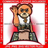 Trap Life Gangster Boss Teddy Bear Cash Money Bags Gold Jewelry Necklace Glasses Tattoo Hip Hop Rap Plug Trap Street Hood Ghetto Swag Thug Drip Dripping Art Graphic Design Logo T-Shirt Print Printing JPG PNG SVG Vector Cut File