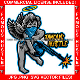 Famous Hustle Gangster Angel Wings Halo Statue Bandanna Face Mask AK-47 Machine Gun And Shooting Hip Hop Rap Trap Street Hood Ghetto Swag Thug Boss Hustler Hustling Drip Quote Art Graphic Design Logo T-Shirt Print Printing JPG PNG SVG Vector Cut File