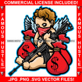 Gang Gang Baby Hustle Gangster Statue Angel Wings Red Face Bandanna Machine Gun Cash Money Bags Body Tattoo Hip Hop Rap Rapper Plug Trap Street Hood Ghetto Thug Boss Drip Art Graphic Design Logo T-Shirt Print Printing JPG PNG SVG Vector Cut File