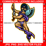 Trap Season Gangster Baby Black Ski Mask Wings Holding Machine Gun Hip Hop Rap Rapper Plug Trap Street Trapper Trench Gang Member Famous Hustle Art Graphic Design Logo T-Shirt Print Printing JPG PNG SVG Vector Cut File