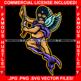 Trap Season Gangster Baby Black Ski Mask Wings Holding Machine Gun Hip Hop Rap Rapper Plug Trap Street Trapper Trench Gang Member Famous Hustle Art Graphic Design Logo T-Shirt Print Printing JPG PNG SVG Vector Cut File
