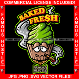 Baked Fresh Gangster Green Ice Cream Cartoon Character Smoking Gold Jewelry Hip Hop Rap Plug Trap Street Hood Ghetto Swag Thug Drip Dripping Art Graphic Design Logo T-Shirt Print Printing JPG PNG SVG Vector Cut File