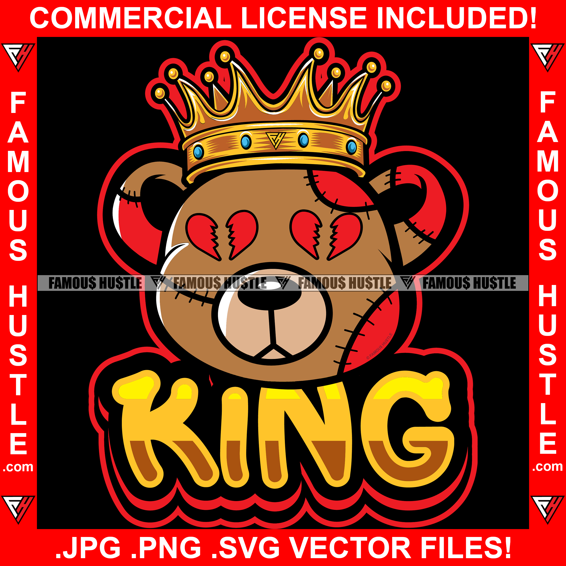 Teddy Bear King SVG Gangster Bear SVG Cutting File Digital 