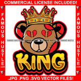 Gangster Teddy Bear King Broken Heart Eyes Tattoo Hip Hop Rap Hustling Hustler Famous Hustle Quote Art Graphic Design Logo T-Shirt Print Printing JPG PNG SVG Vector Cut File