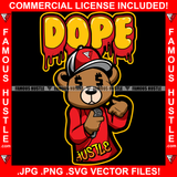 Dope Gangster Teddy Bear Rapper Rapping Hand Gesture Holding Microphone Tattoo Hip Hop Rap Hustler Boss Drip Swag Plug Trap Hood Thug Gang Street Mafia Mob Famous Hustle Quote Art Graphic Design Logo T-Shirt Print Printing JPG PNG SVG Vector Cut File