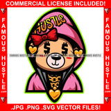 Hustle Hoodie Female Teddy Bear Dollar Sign Eyes Pink Bow Hooded Lady Gold Necklace Dripping Jewelry Tattoo Hip Hop Rap Hustler Drip Swag Girl Plug Trap Woman Hood Famous Art Graphic Design Logo T-Shirt Print Printing JPG PNG SVG Vector Cut File