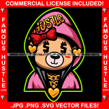 Hustle Hoodie Female Teddy Bear Dollar Sign Eyes Pink Bow Hooded Lady Gold Necklace Dripping Jewelry Tattoo Hip Hop Rap Hustler Drip Swag Girl Plug Trap Woman Hood Famous Art Graphic Design Logo T-Shirt Print Printing JPG PNG SVG Vector Cut File
