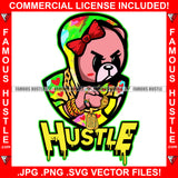 Hustle Female Gangster Teddy Bear Mean Face Heart Hoodie Gold Necklace Jewelry Dripping Red Bow Hooded Drip Swag Plug Trap Hood Woman Thug Girl Gang Street Lady Famous Quote Art Graphic Design Logo T-Shirt Print Printing JPG PNG SVG Vector Cut File