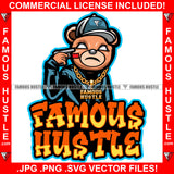 Famous Hustle Gangster Teddy Bear Gold Jewelry Drug Dealer Plug Mean Face White Eyes Pistol Cap Hip Hop Rap Trap Street Swag Hustler Hustling Drip Dripping Boss Quote Art Graphic Design Print Printing Vector SVG Cut File