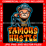 Famous Hustle Gangster Teddy Bear Gold Jewelry Drug Dealer Plug Mean Face White Eyes Pistol Cap Hip Hop Rap Trap Street Swag Hustler Hustling Drip Dripping Boss Quote Art Graphic Design Print Printing Vector SVG Cut File