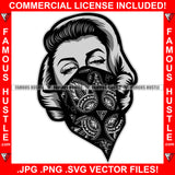 Sexy Gangster Girl Woman Black Paisley Bandanna Lady Trending Female Pretty Model Fashion 1950's 50's Retro Vintage Famous Hustle Style Trendy Pinup Pin Up Art Graphic Design Logo T-Shirt Print Printing JPG PNG SVG Vector Cut File