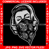 Sexy Gangster Girl Woman Black Paisley Bandanna Lady Trending Female Pretty Model Fashion 1950's 50's Retro Vintage Famous Hustle Style Trendy Pinup Pin Up Art Graphic Design Logo T-Shirt Print Printing JPG PNG SVG Vector Cut File