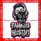 Famous Hustle Sexy Gangster Girl Woman Black Paisley Bandanna Lady Trending Female Pretty Model Fashion 1950's 50's Retro Vintage Style Trendy Pinup Pin Up Quote Art Graphic Design Logo T-Shirt Print Printing JPG PNG SVG Vector Cut File